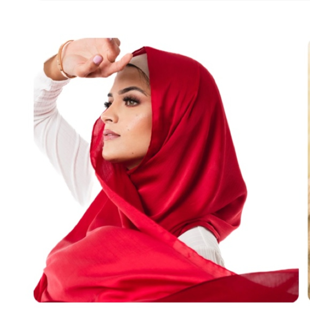 Satin Red Hijab & undercap by lala hijabs
